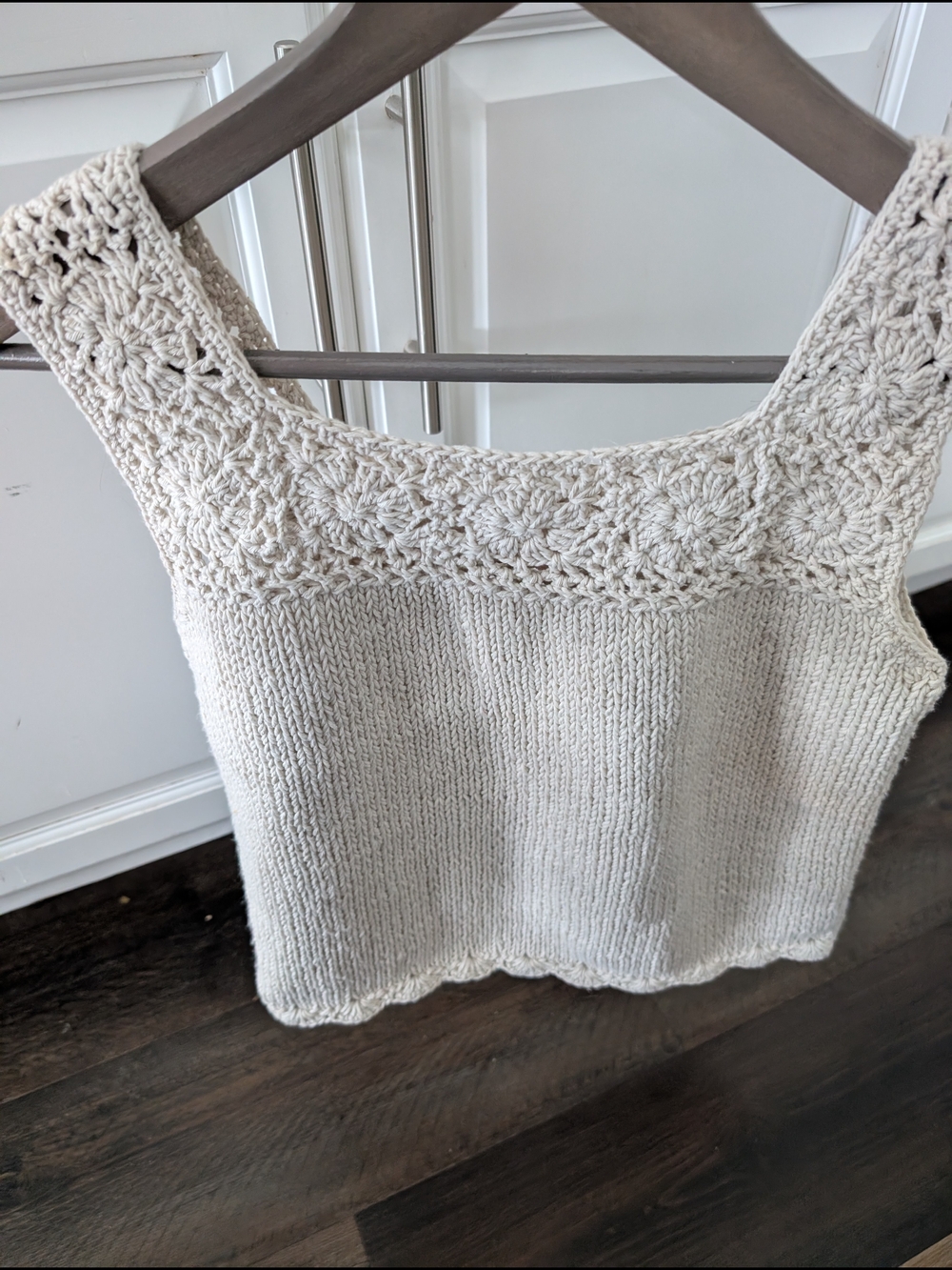 Rico Ivory Knit Bohemian Crochet Tank Top Sm/Med Boho - Picture 6 of 7